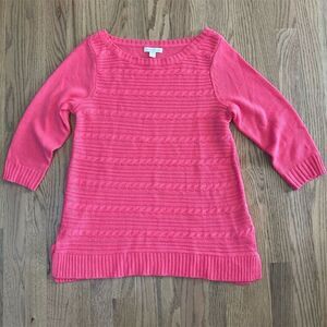 New York & Company Women's Pink Cable-Knit Pullover Sweater Size Small